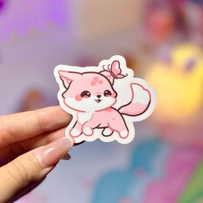 Sakura Fox Waterproof Matte Sticker