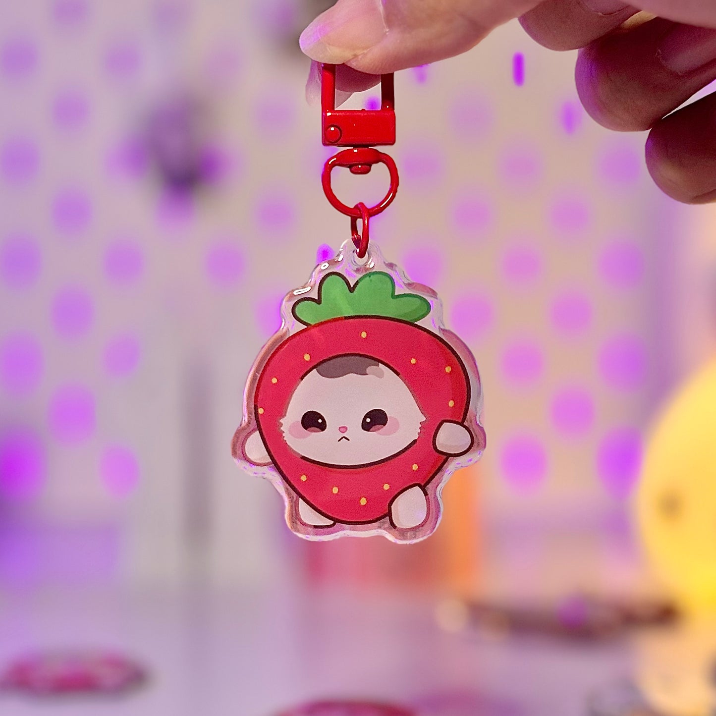 Strawberry Kitty Acrylic Keychain