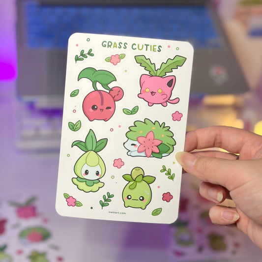 Grass Cuties Waterproof Sticker Sheet