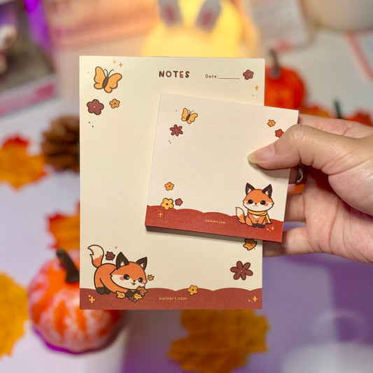 Autumn Fox Sticky Note and Notepad Bundle