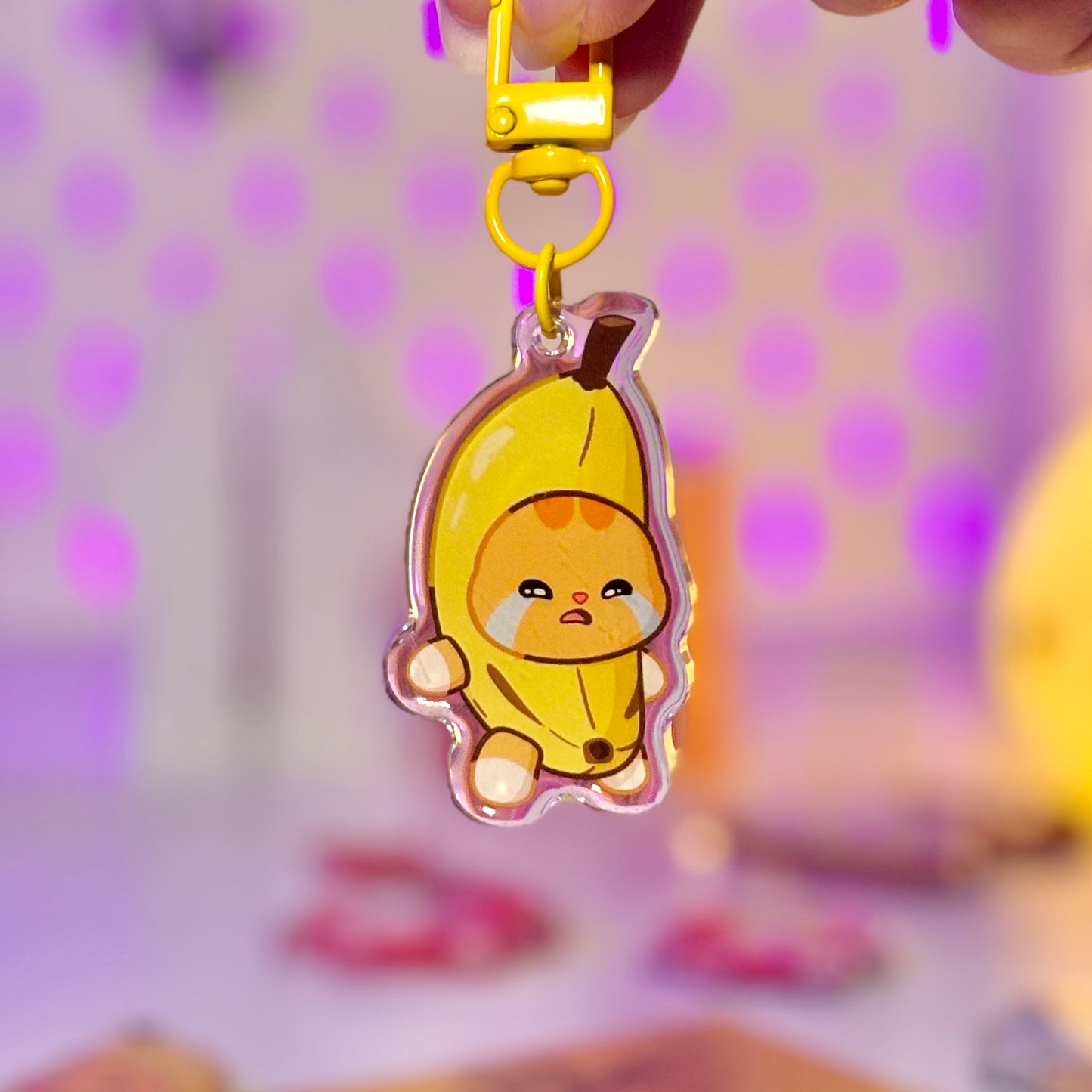 Banana Cat Acrylic Keychain