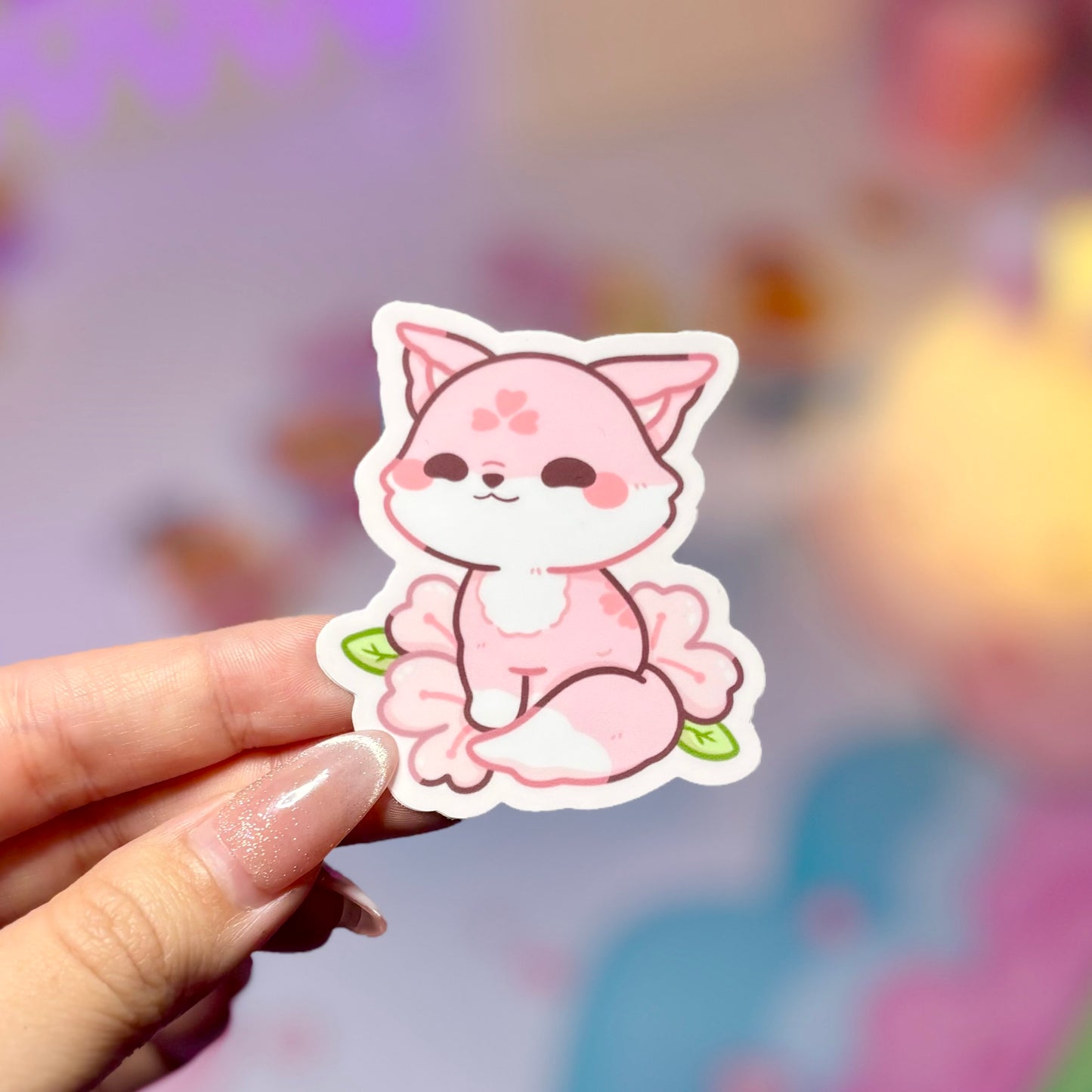 Sakura Fox Waterproof Matte Sticker