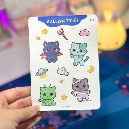 Halloween Kitties Waterproof Sticker sheets