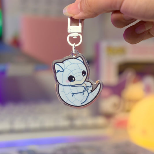 Snowy Pangolin Buddy Acrylic Keychain