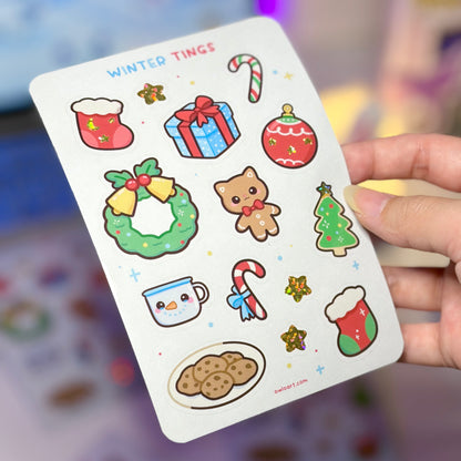 Winter Tings Waterproof Glossy with Glitter Sticker sheet