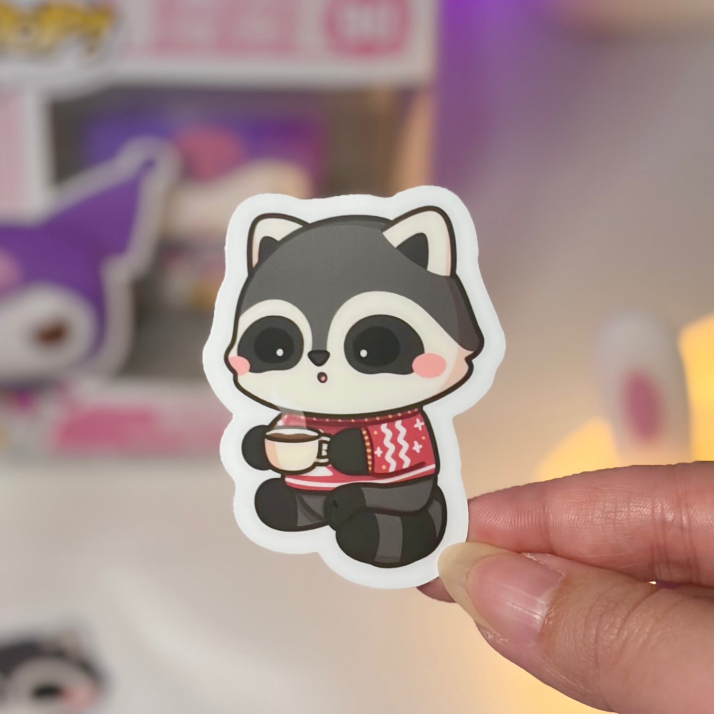 Sweater Weather Racoon Waterproof Sticker