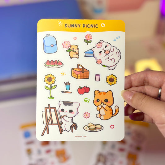 Sunny Picnic Waterproof Sticker sheet