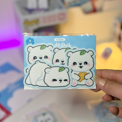 Mausu the Bear Waterproof Matte Stickers