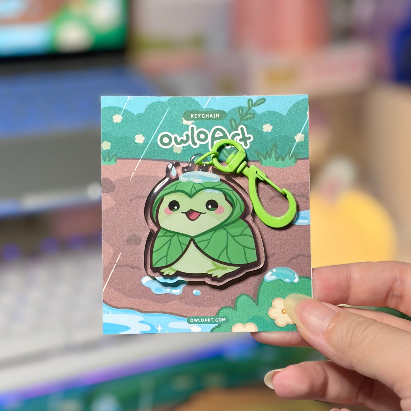 Rainy Day Frog Acrylic Keychain