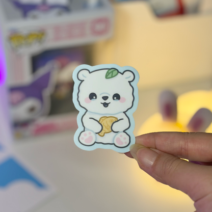 Mausu the Bear Waterproof Matte Stickers