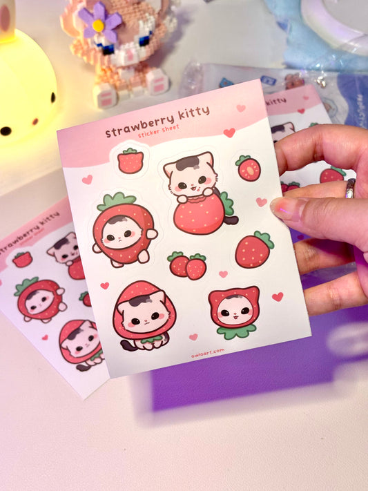 Strawberry Kitty Sticker sheet