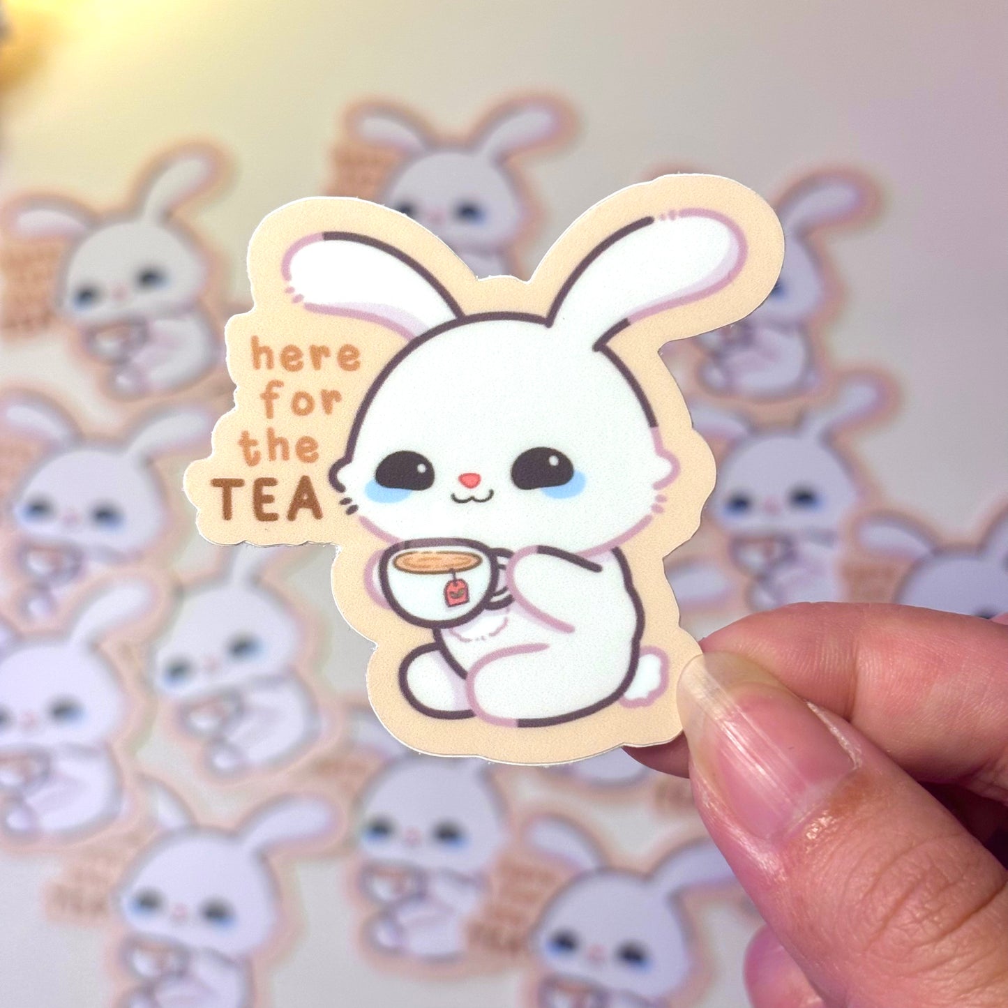 Here for the Tea Waterproof Sticker