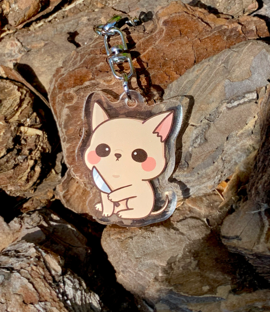 Chihuahua with Knife Acrylic Keychain