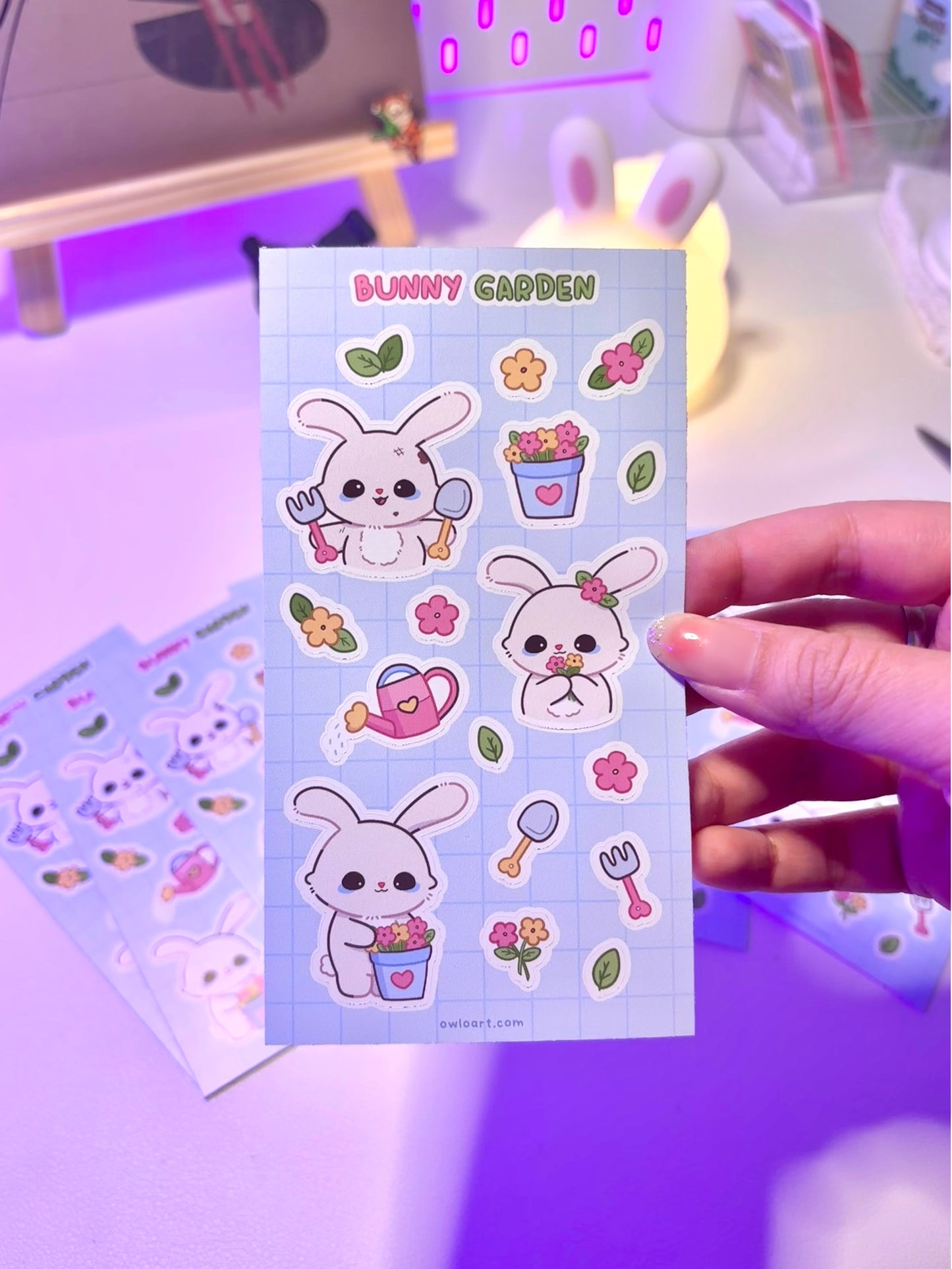 Bunny Garden Waterproof Sticker Sheet