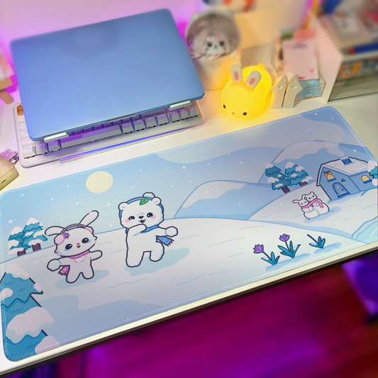 Winter with You Waterproof Desk Mat | Owlo & Mausu