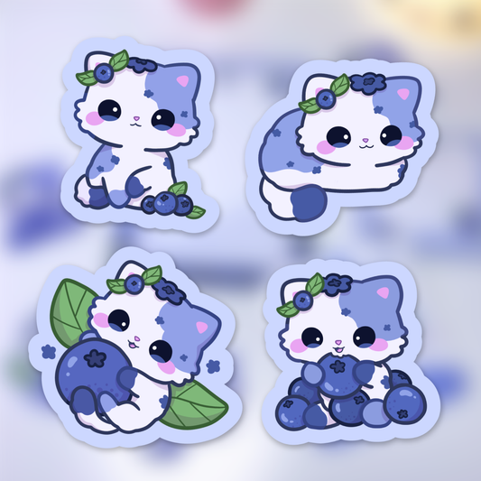 Blueberry Cat Waterproof Matte Sticker