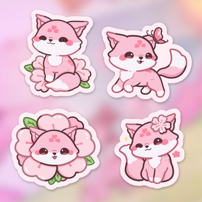 Sakura Fox Waterproof Matte Sticker