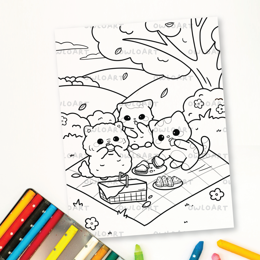 Picnic Day Coloring Page Digital Download