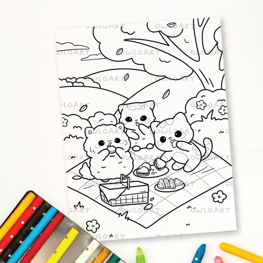 Picnic Day Coloring Page Digital Download