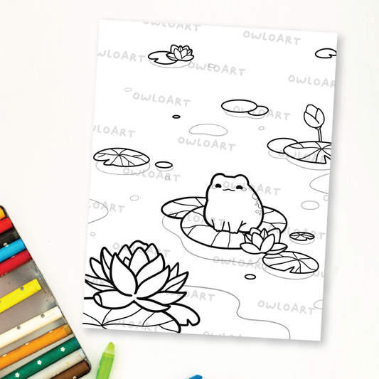 Froggy Pond Coloring Page Digital Download