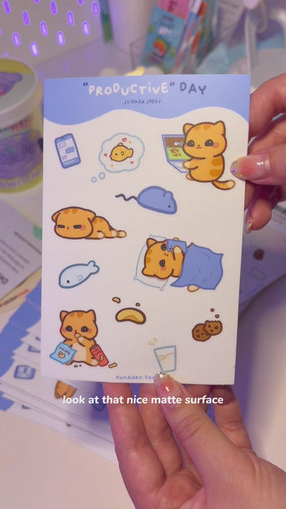 "Productive" Day Waterproof Sticker Sheet