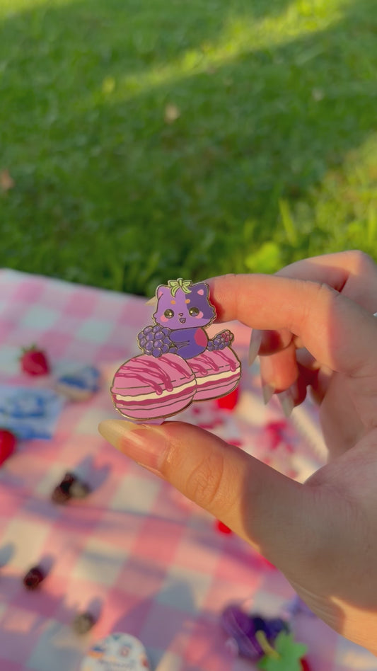 Blackberry FruitKitty Enamel Pin