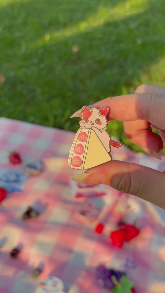 Strawberry FruitKitty Enamel Pin