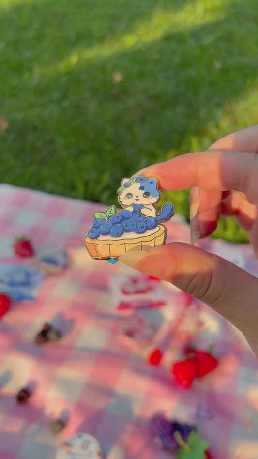 Blueberry FruitKitty Enamel Pin