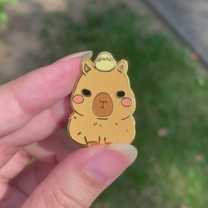 Capybara and Duck Enamel Pin