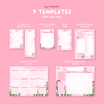 Sakura Fox Planner Stationery Bundle Digital Download (7 templates)