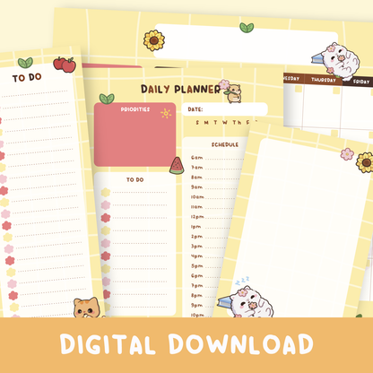 Sunny Picnic Planner Stationery Bundle Digital Download (7 templates)