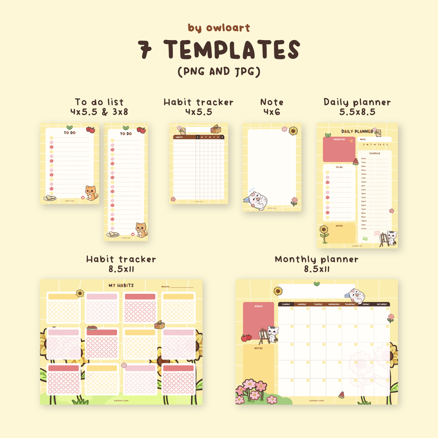 Sunny Picnic Planner Stationery Bundle Digital Download (7 templates)