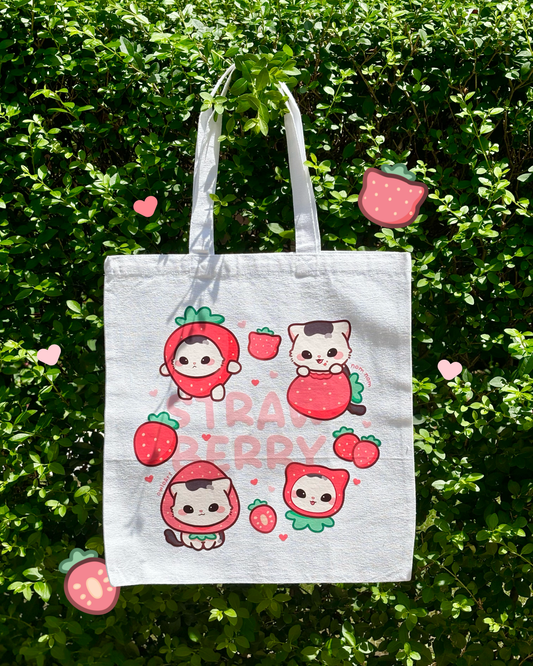 Strawberry Kitty Tote Bag