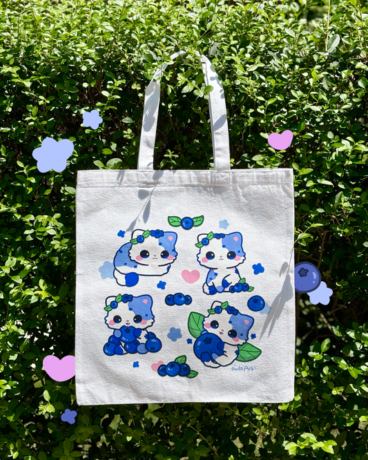 Blueberry Cat Tote Bag